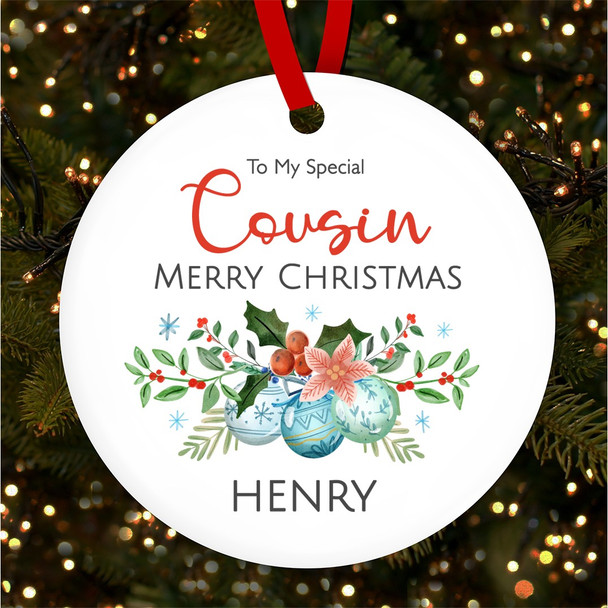 FREE WITH ORDERS OVER £20! - Special Cousin Personalised Christmas Tree Ornament Decoration