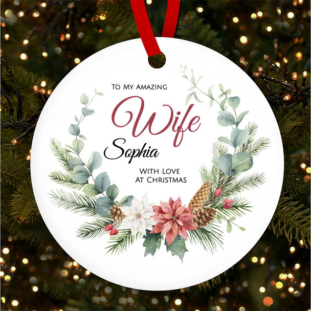 FREE WITH ORDERS OVER £20! - Wife Winter Pine Personalised Christmas Tree Ornament Decoration