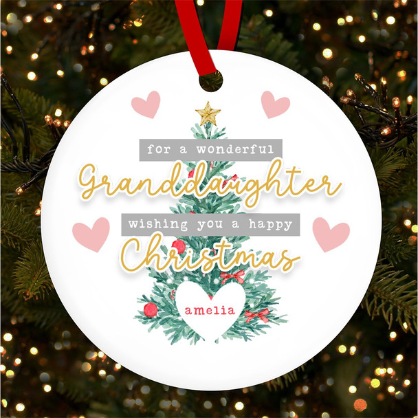 FREE WITH ORDERS OVER £20! - Wonderful Granddaughter Tree Personalised Christmas Tree Ornament Decoration