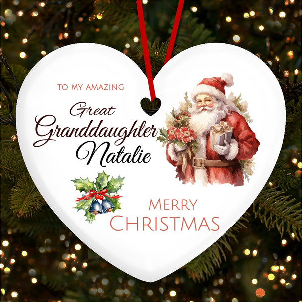 FREE WITH ORDERS OVER £20! - Amazing Great Granddaughter Santa Claus Custom Christmas Tree Decoration