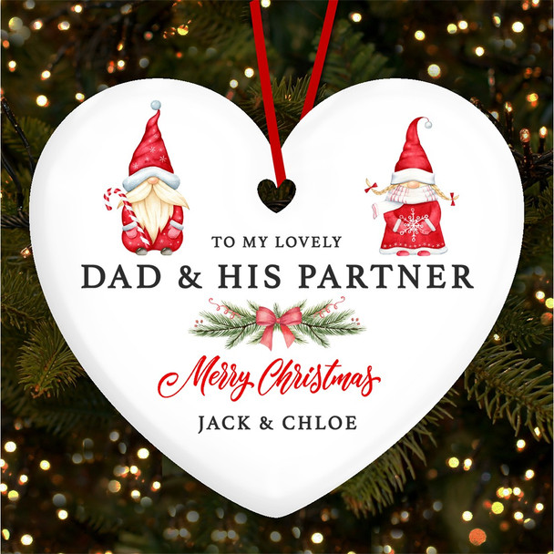 FREE WITH ORDERS OVER £20! - Dad and His Partner Pair Of Gnomes Personalised Christmas Tree Ornament Decoration