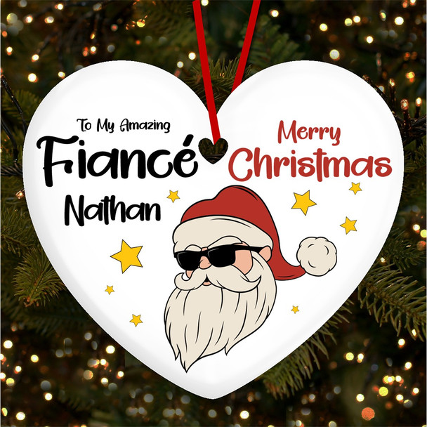 FREE WITH ORDERS OVER £20! - Fiance Santa Claus With Sunglasses Custom Christmas Tree Ornament Decoration