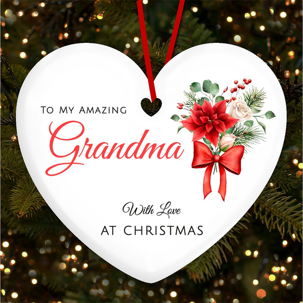 FREE WITH ORDERS OVER £20! - Grandma Winter Red and White Personalised Christmas Tree Ornament Decoration