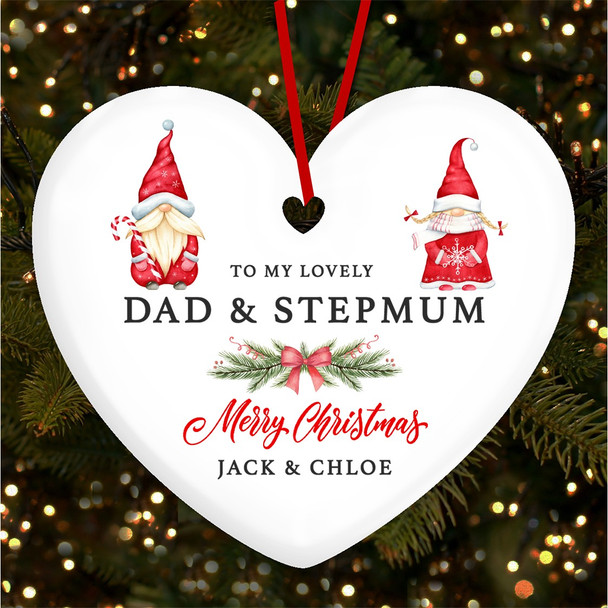 FREE WITH ORDERS OVER £20! - Lovely Dad Stepmum Pair Of Gnomes Custom Christmas Tree Ornament Decoration