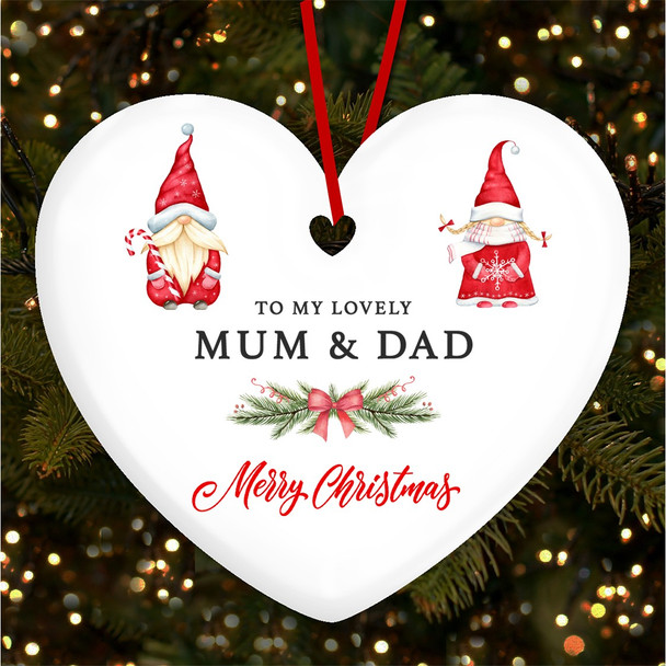 FREE WITH ORDERS OVER £20! - Mum And Dad Merry Pair Of Gnomes Personalised Christmas Tree Ornament Decoration