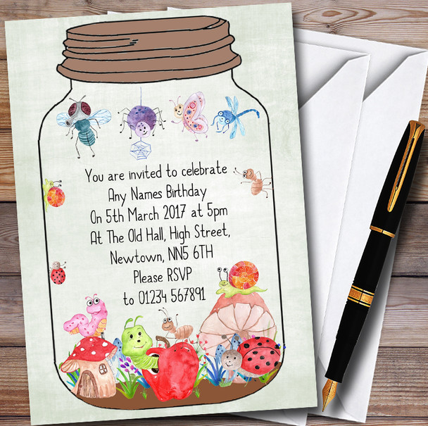 Bugs In a Jar Personalised Childrens Party Invitations