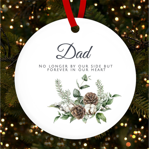 FREE WITH ORDERS OVER £20! - Dad Memorial White Winter Pine Personalised Christmas Tree Ornament Decoration