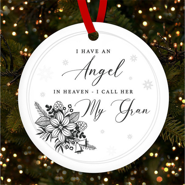 FREE WITH ORDERS OVER £20! - Gran Black Angel In Heaven Personalised Christmas Tree Ornament Decoration