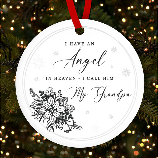 FREE WITH ORDERS OVER £20! - Grandpa Memorial Angel In Heaven Personalised Christmas Tree Ornament Decoration
