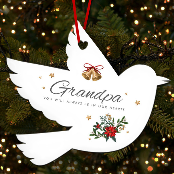 FREE WITH ORDERS OVER £20! - Grandpa Memorial Winter Red Personalised Christmas Tree Ornament Decoration