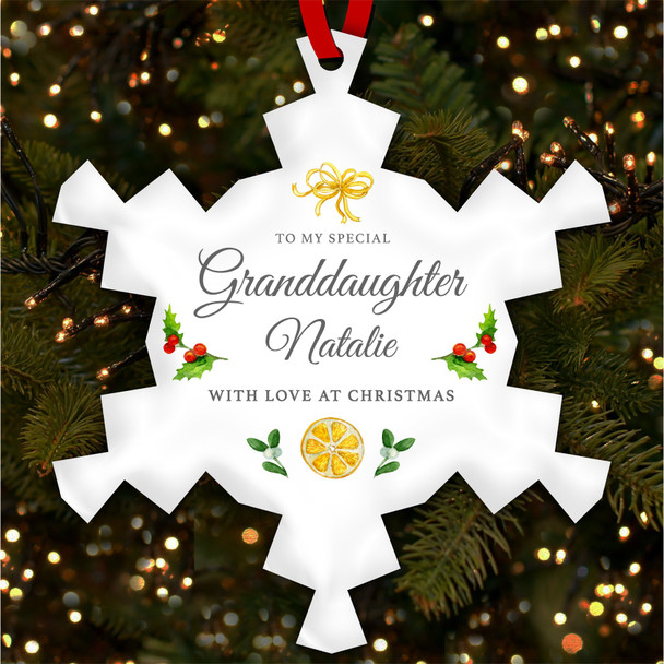 FREE WITH ORDERS OVER £20! - Special Granddaughter Flower Personalised Christmas Tree Ornament Decoration