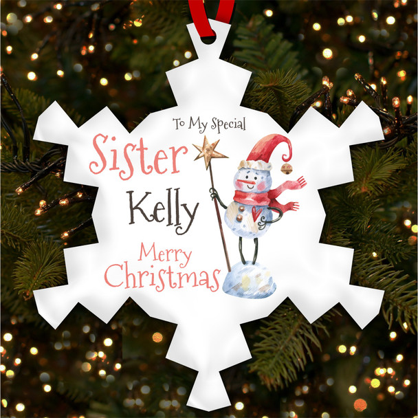 FREE WITH ORDERS OVER £20! - Special Sister Snowman Personalised Christmas Tree Ornament Decoration