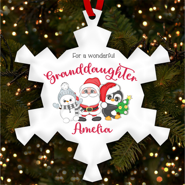 FREE WITH ORDERS OVER £20! - Wonderful Granddaughter Santa Characters Custom Christmas Tree Bauble Decoration