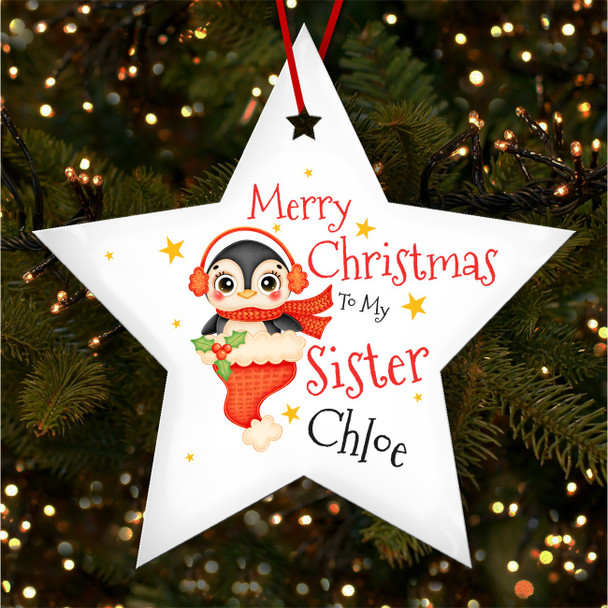 FREE WITH ORDERS OVER £20! - Cute Penguin Stocking Sock Sister Custom Christmas Tree Ornament Decoration