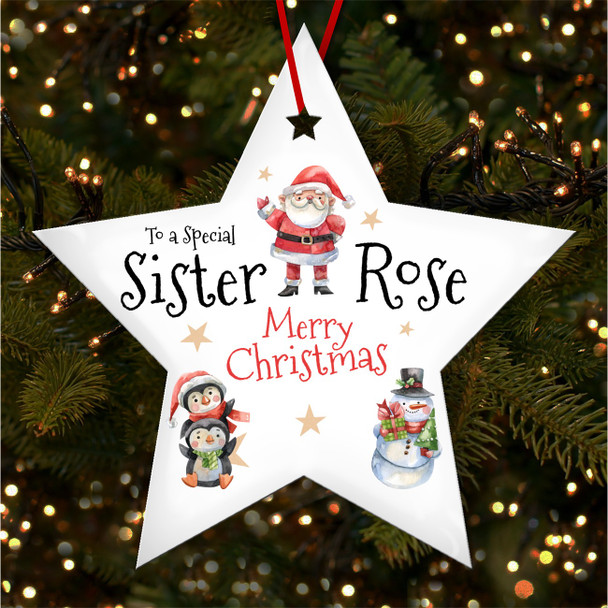 FREE WITH ORDERS OVER £20! - Special Sister Characters Personalised Christmas Tree Ornament Decoration
