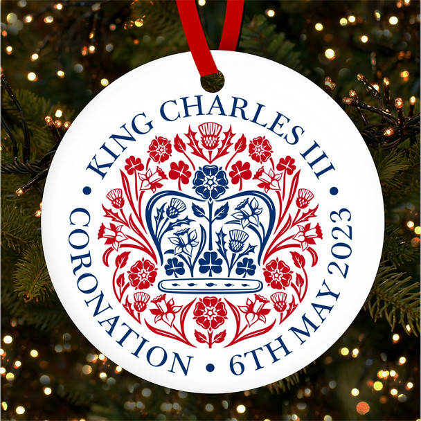 FREE WITH ORDERS OVER £20! - Official Emblem King Charles III Coronation Souvenir Round Hanging Ornament