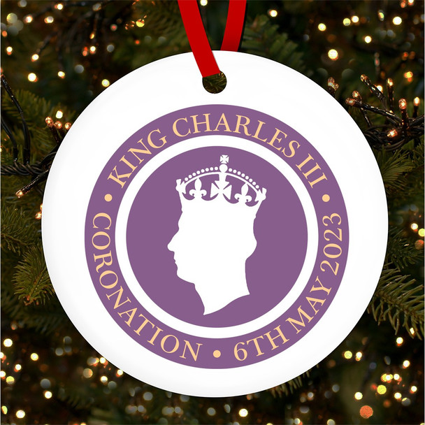 FREE WITH ORDERS OVER £20! - Silhouette Crown King Charles III Coronation Souvenir Round Hanging Ornament
