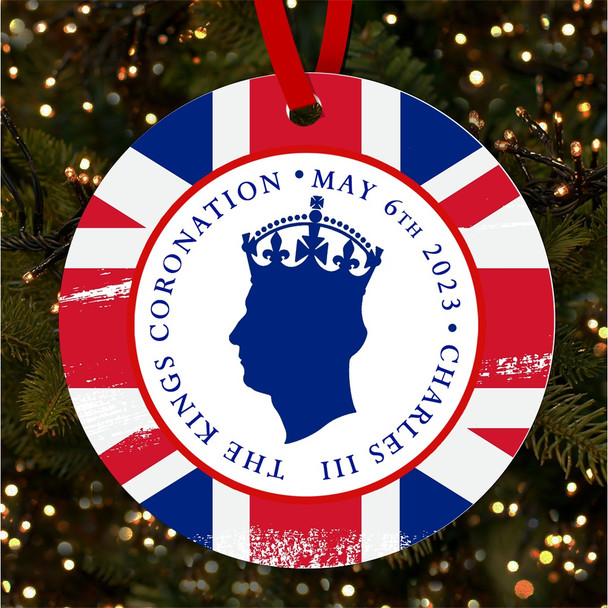 FREE WITH ORDERS OVER £20! - Silhouette UK Flag King Charles III Coronation Souvenir Round Hanging Ornament