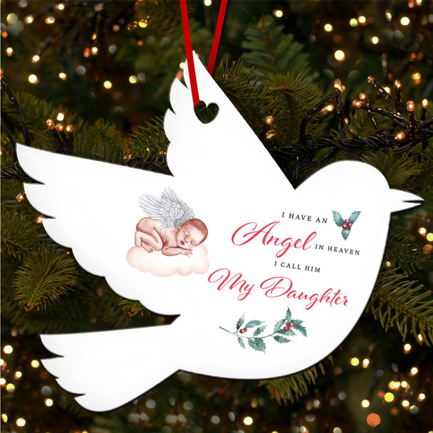 FREE WITH ORDERS OVER £20! - Daughter Baby Angel With Wings Personalised Christmas Tree Ornament Decoration