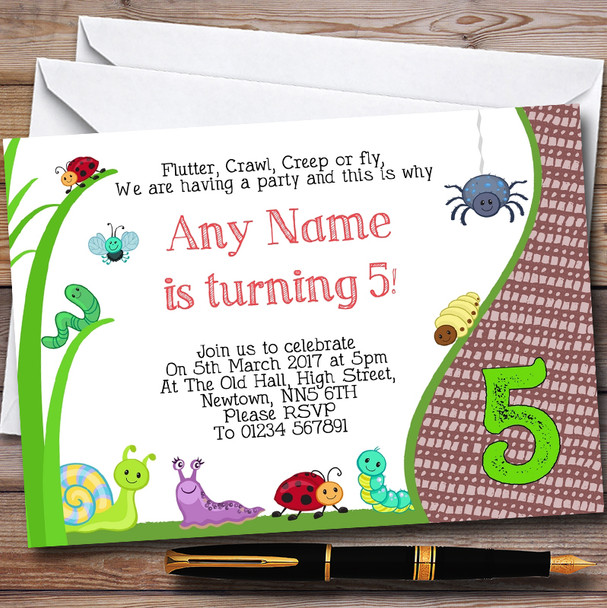 Insects Bugs & Ladybirds Personalised Childrens Party Invitations