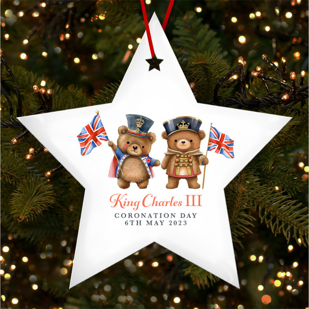 FREE WITH ORDERS OVER £20! - Teddy Bears UK Guards King Charles III Coronation Souvenir Star Hanging Ornament