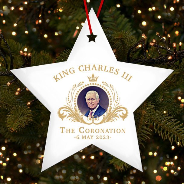 FREE WITH ORDERS OVER £20! - Decorative Frame King Charles III Coronation Souvenir Star Hanging Ornament