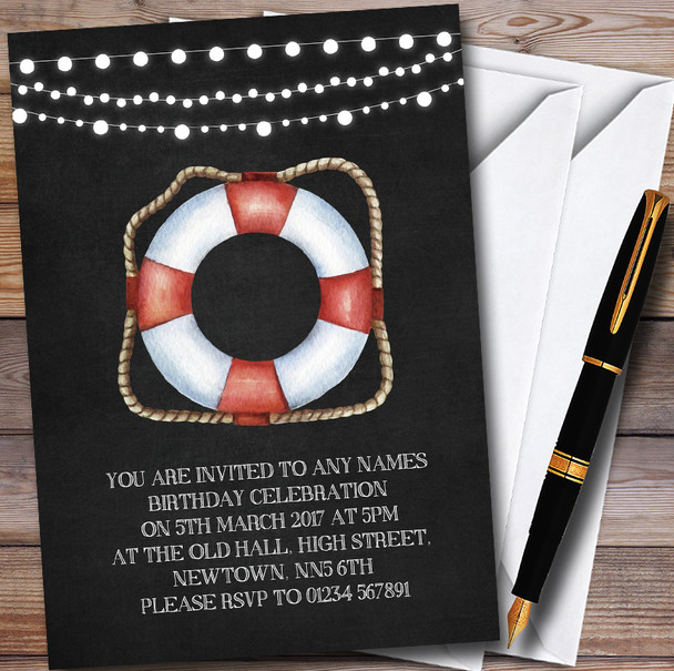 Nautical Chalk Personalised Childrens Party Invitations