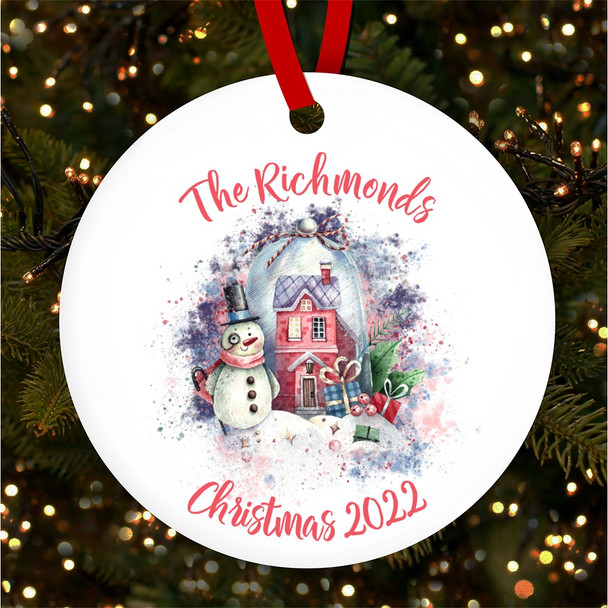 FREE WITH ORDERS OVER £20! - Watercolour Snow Globe Family Personalised Christmas Tree Ornament Decoration