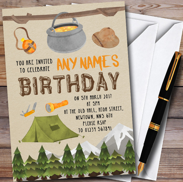 Outdoor Camping Personalised Childrens Party Invitations