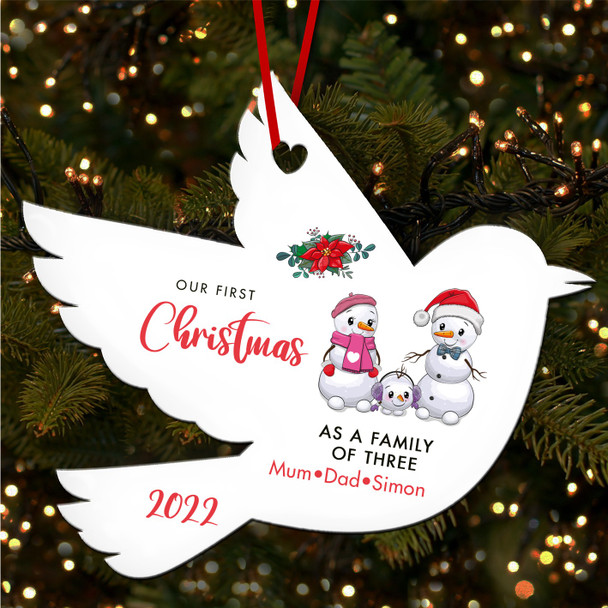FREE WITH ORDERS OVER £20! - First As A Family Snowman Names Personalised Christmas Tree Ornament Decoration