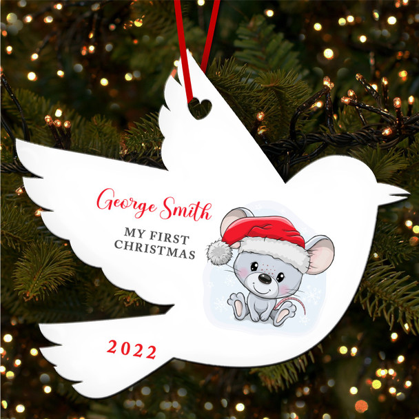 FREE WITH ORDERS OVER £20! - Mouse Baby's 1st Robin Bauble Personalised Christmas Tree Ornament Decoration