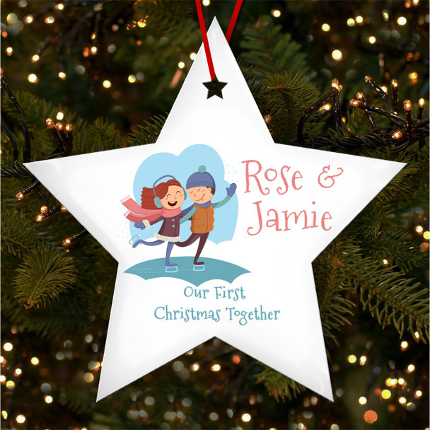 FREE WITH ORDERS OVER £20! - First Boy Girl Ice Skating Personalised Christmas Tree Ornament Decoration