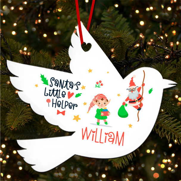 FREE WITH ORDERS OVER £20! - Boy Elf Robin Bauble Personalised Christmas Tree Ornament Decoration