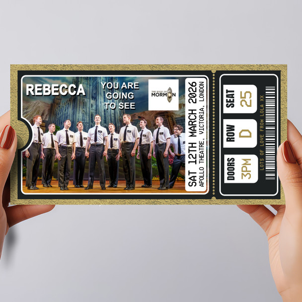 The Book Of Mormon Musical Show Theatre Personalised Surprise Ticket Gift Voucher