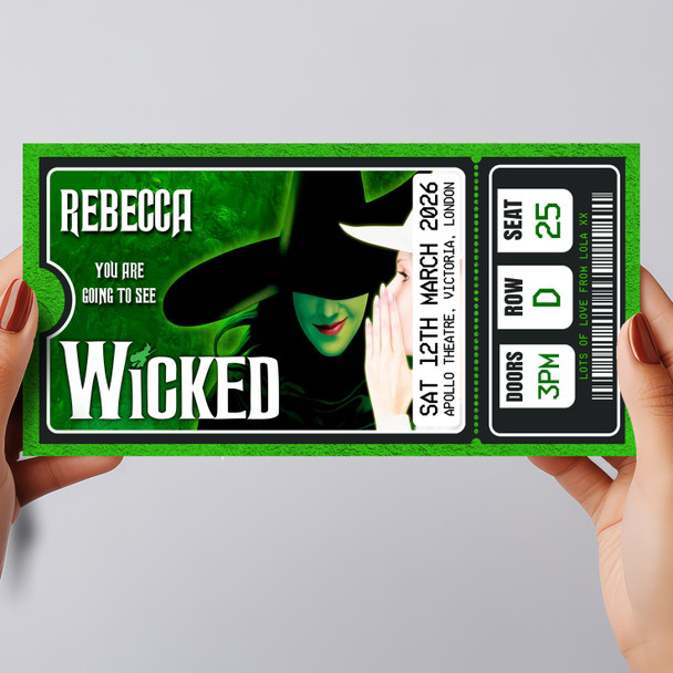Wicked The Musical Show Theatre Personalised Surprise Ticket Gift Voucher