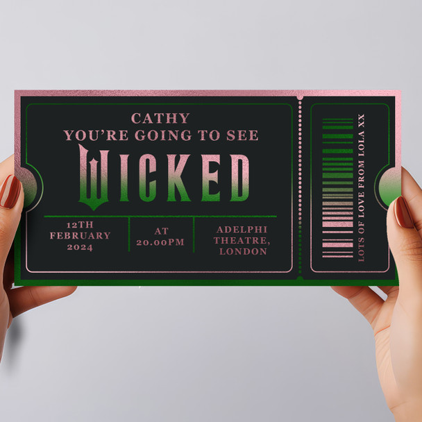 Wicked Musical Show Theatre Personalised Surprise Ticket Gift Voucher