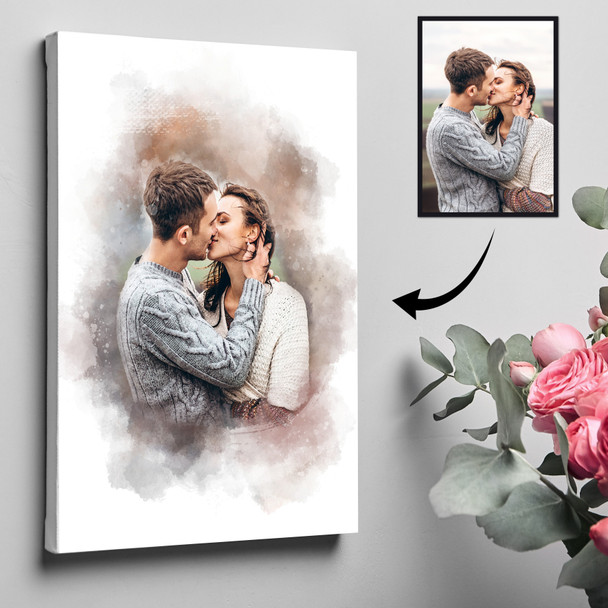 Custom Watercolour Portrait From Photo, Personalised Family Art, Anniversary Wedding Gift