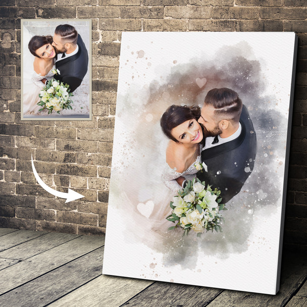 Personalised Wedding Portrait, Art From Photo, Custom Watercolour Print, Gift For Her Him