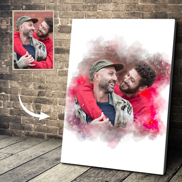 Custom Watercolour Couple Portrait, Personalised Photo Gift Anniversary Wedding Keepsake