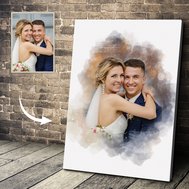 Personalised Watercolour Portrait From Photo, Custom Anniversary Gift, Framed Print Canvas