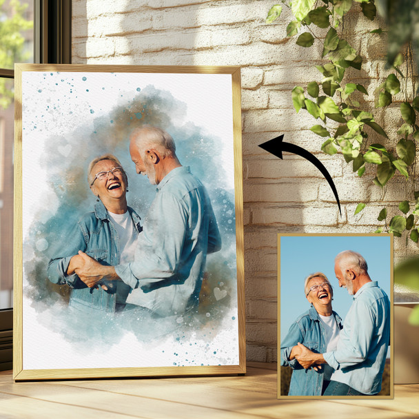 Personalised Watercolour Portrait From Photo, Unique Birthday Gift, Custom Framed Print Or Canvas Personalised Watercolour Portrait From Photo, Unique Birthday Gift, Custom Framed Print Or Canvas