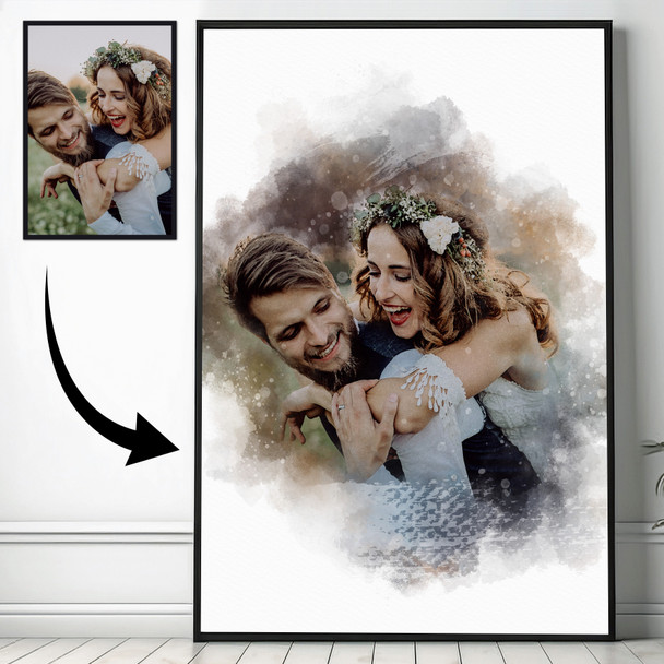 Custom Watercolour Portrait From Photo Personalised Gift, Wedding, Kids, Baby