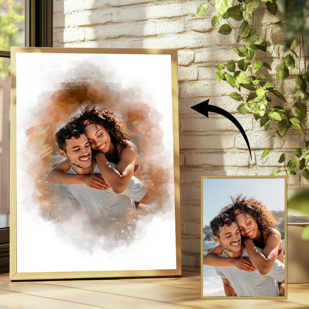Custom Watercolour Portrait From Photo Personalised Gift, Wedding, Kids, Baby