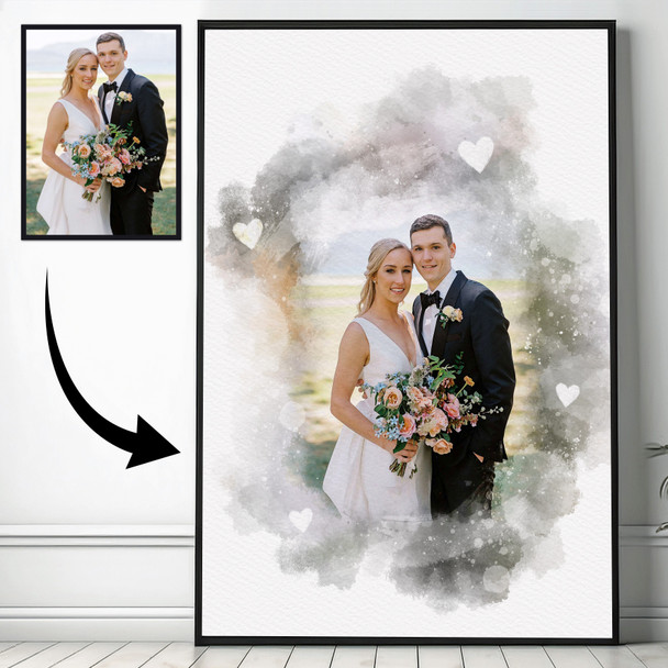 Custom Watercolour Portrait From Photo Personalised Gift, Wedding, Kids, Baby