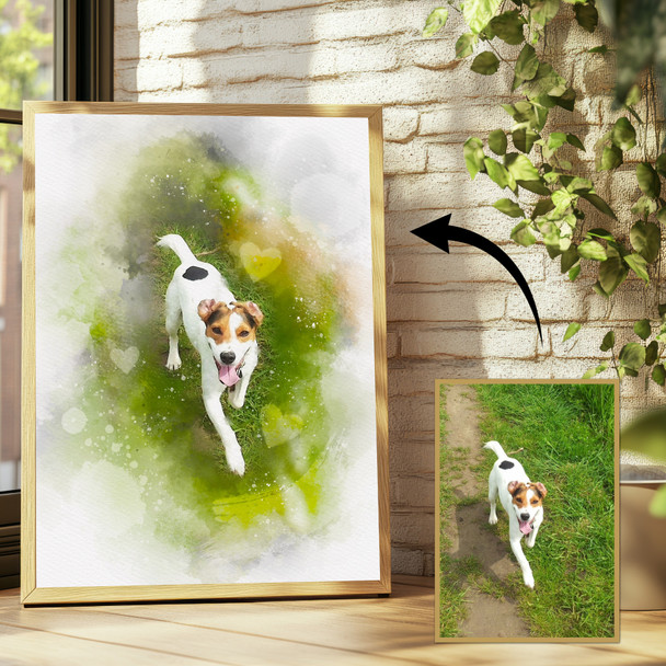 Pet Watercolour Portrait Custom Dog Cat Horse Art From Photo, Framed Print Canvas Pet Watercolour Portrait Custom Dog Cat Horse Art From Photo, Framed Print Canvas