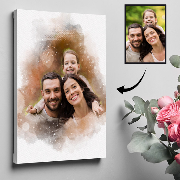 Personalised Watercolour Portrait From Photo Custom Gift, Framed Print Or Canvas