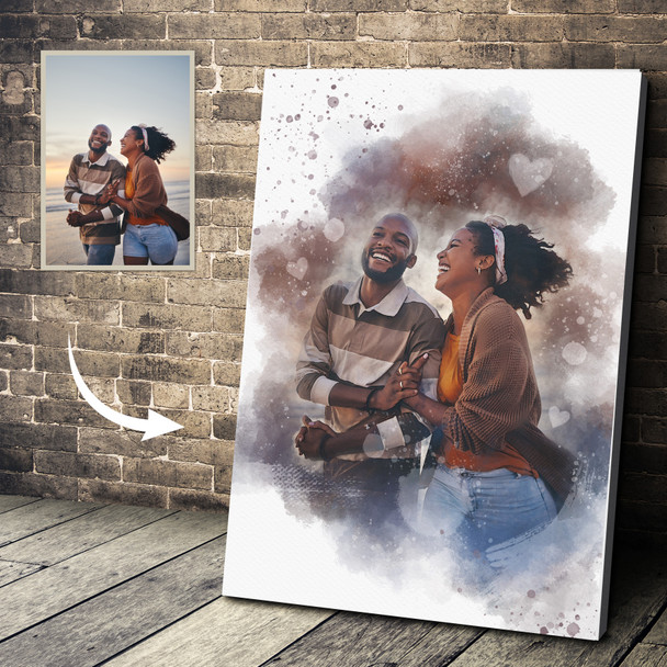 Watercolour Portrait From Photo, Custom Romantic Gift For Couples, Framed Print Canvas Watercolour Portrait From Photo, Custom Romantic Gift For Couples, Framed Print Canvas