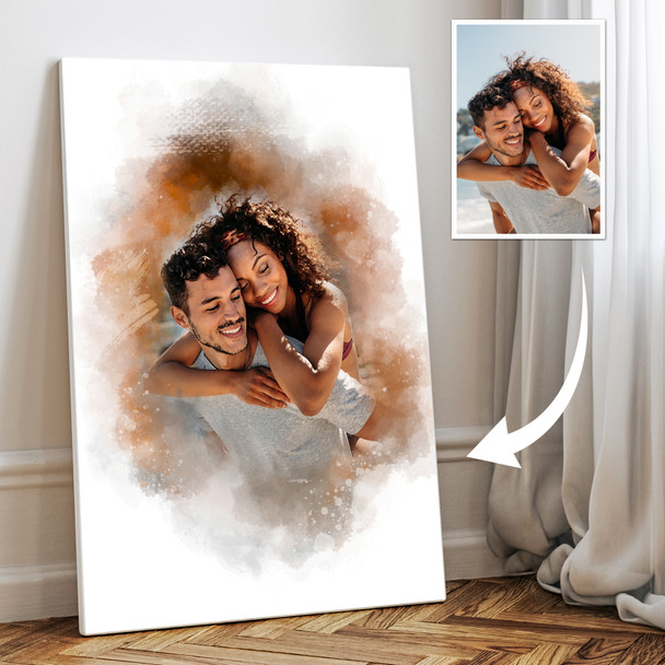 Watercolour Portrait From Photo, Custom Romantic Gift For Couples, Framed Print Canvas Watercolour Portrait From Photo, Custom Romantic Gift For Couples, Framed Print Canvas