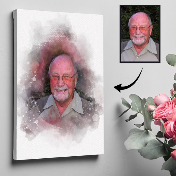 Personalised Remembrance Anniversary Watercolour Portrait From Photo, Custom Tribute Gift