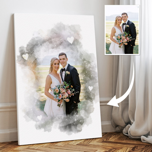 Wedding Day Watercolour Portrait From Photo, Bride & Groom Gift, Print Or Canvas Wedding Day Watercolour Portrait From Photo, Bride & Groom Gift, Print Or Canvas